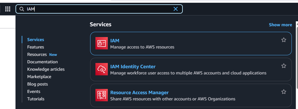Search for IAM